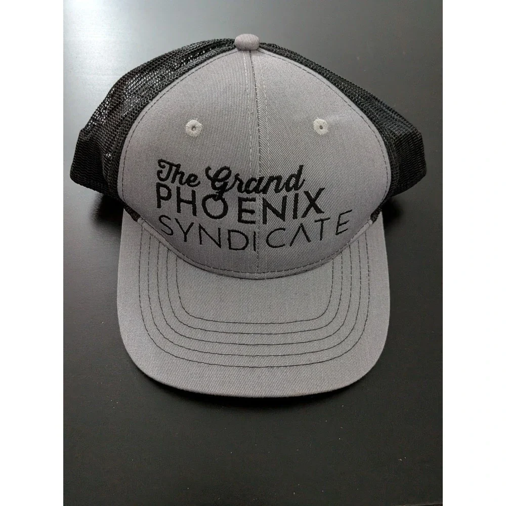 The Grand Phoenix Syndicate Snapback Mesh Trucker Hat Gray Black OSFM Youth‎ Cap